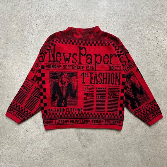 Newspaper print sweater cheap