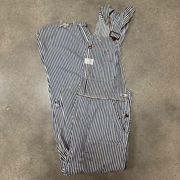 Vintage Penney's Big Mac Hickory Stripe Overalls, Men's Size 37 (Size 37) unclear white type Vintage Second Hand
