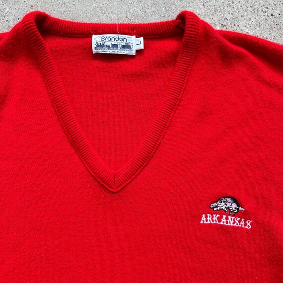 Vintage 70s University of Arkansas College V-Neck… - image 2