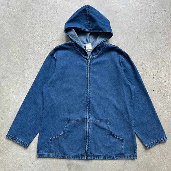 Vintage Denim Zip Up Hooded Jacket