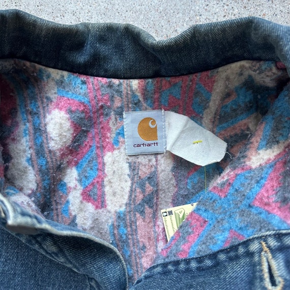 Vintage Carhartt Aztec Lined Denim Jacket - image 4