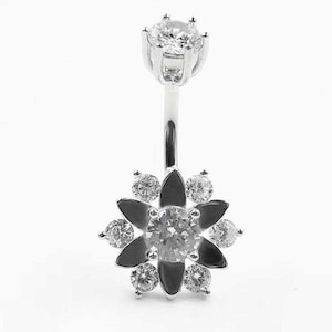 STERLING SILVER Flo Belly Bar | Belly Ring | Belly Piercing | Body Jewellery | Bling | S925 | Belly Jewellery | Diamond | Cubic Zirconia |