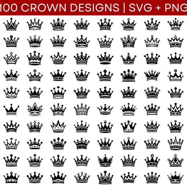 Crown SVG Bundle - Crown PNG Bundle - Crown Clipart - Crown SVG Cut Files for Cricut - King Crown Svg - Queen Crown Svg - Royal Crown Svg