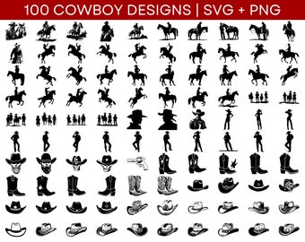 Cowboy SVG Bundle - Cowboy PNG Bundle - Cowboy Clipart - Cowboy SVG Cut Files for Cricut - Cowboy Silhouette - Cowgirl Svg Png - Western Svg