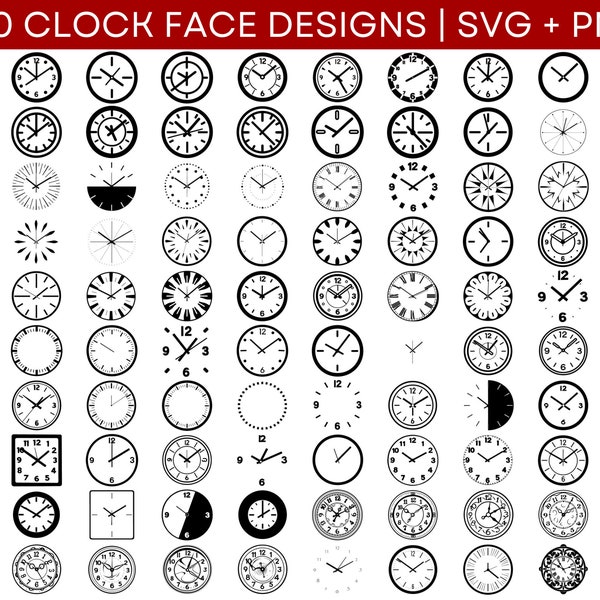 Clock Face SVG Bundle - Clock Face PNG - Clock Face Clipart - Clock Face SVG Cut Files for Cricut - Clock Numbers Svg - Clock Face Template