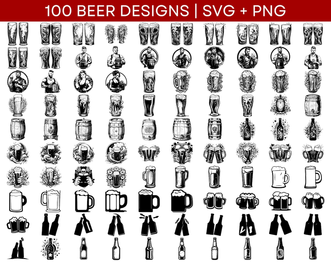 Beer SVG Bundle - Beer PNG Bundle - Beer Clipart - Beer Cut Files for ...