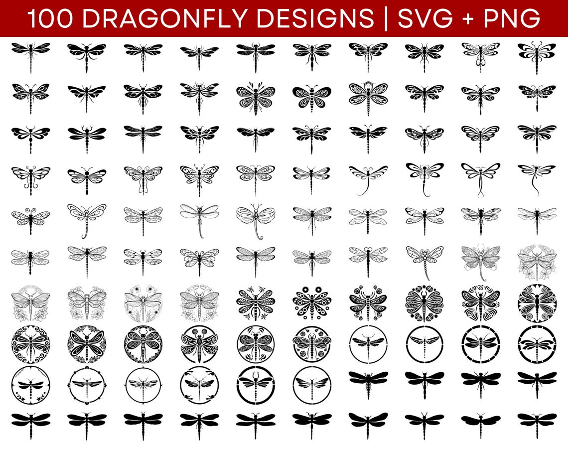 Dragonfly SVG Bundle - Dragonfly PNG Bundle - Dragonfly Clipart ...