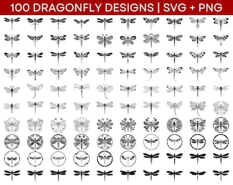 Dragonfly SVG Bundle - Dragonfly PNG Bundle - Dragonfly Clipart - Dragonfly SVG Cut Files for Cricut - Dragonfly Silhouette, Dragonflies Svg