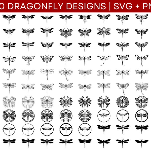 Dragonfly SVG Bundle - Dragonfly PNG Bundle - Dragonfly Clipart - Dragonfly SVG Cut Files for Cricut - Dragonfly Silhouette, Dragonflies Svg