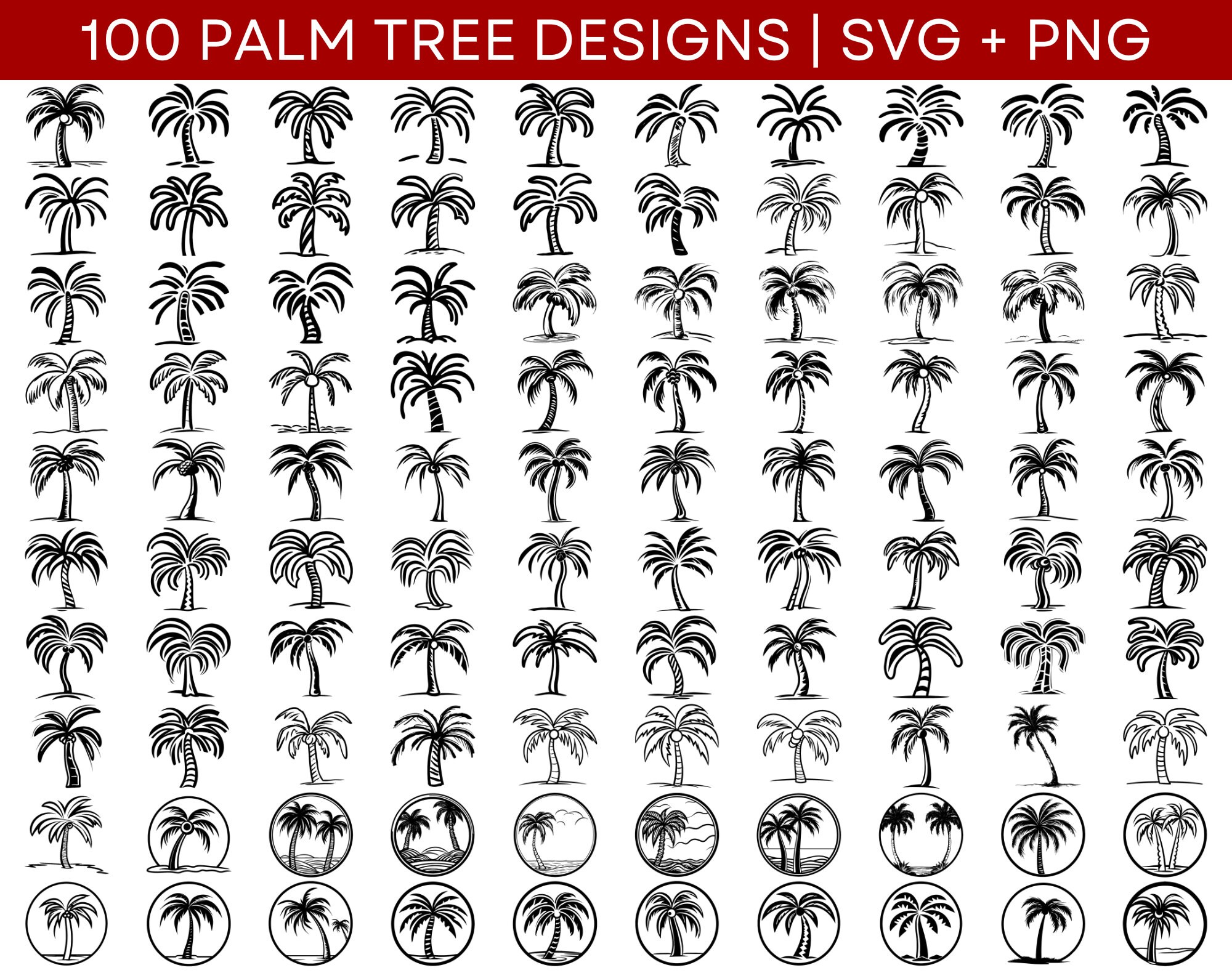 Palm Tree SVG Bundle - Palm Tree PNG Bundle - Palm Tree Clipart - Palm ...