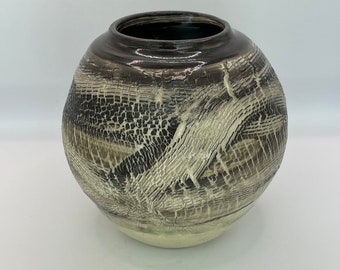 Brown and White moon jar