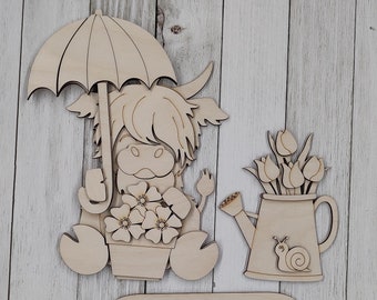 Highland Cow Spring Shelf Sitter  Kit