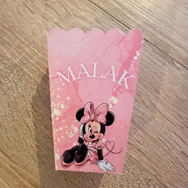 Boîte Pop Corne personnalisée - anniversaire Minnie - thème personnalisable