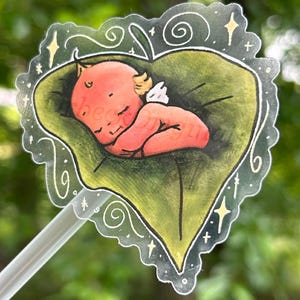 Kewpie Baby - Please Let Me Rest - Transparent Vinyl Sticker - Die-cut Sticker