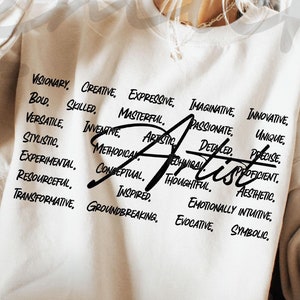 Artiste PNG Svg, artiste Word Art Svg, artiste créatif, cadeau pour artiste, conception de typographie inspirante, fichier de sublimation pour projets de bricolage