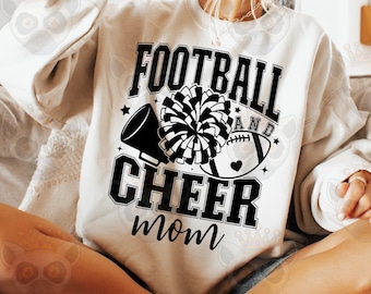 Football and Cheer Mom Svg Png, Football Mom Svg, Football Lover, Cheer Mom Svg, Sports Mom Svg, Cheerleader Mom Svg, Football Season Svg
