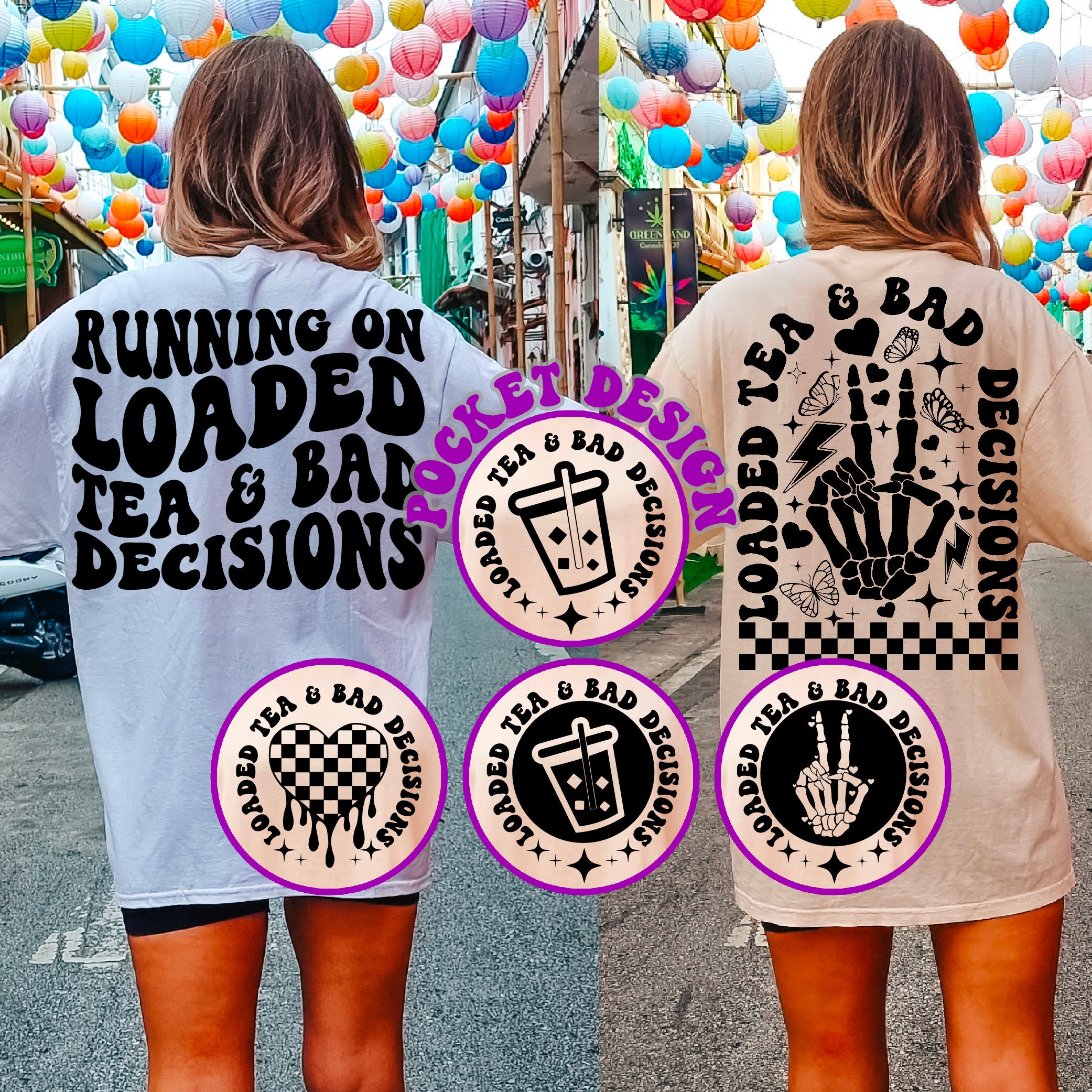 Running On Loaded Tea And Bad Decisions Svg Png, Tea Svg, Funny Svg, Adult Humor Svg, Motivational Svg, Inspirational Svg, Wavy Stacked Svg