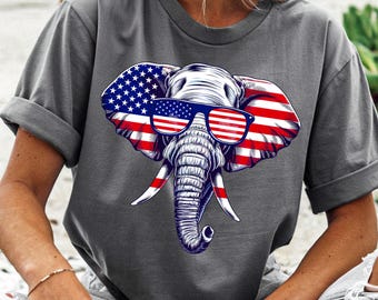 愛国的な象のPNG、アメリカ国旗の象のPNG、アメリカの独立記念日、独立