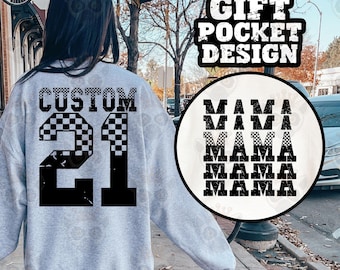 Race Mom Svg With Kids Name & Number Svg Png, Motocross Svg, Trendy Race Svg, Moto Dirt Bike Racer Svg, Race Mama Svg, Checkered Font Svg