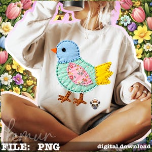 Easter Chick PNG Patchwork Design, Cute Spring Baby Chick, Patchwork ...