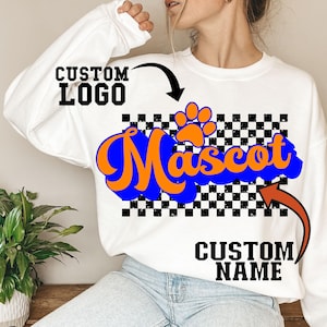 Personalized School Checker Mascot Png, Personalized Name Logo Fan Graphic, Custom Grunge Checker Team Design, Sports Clipart for Printing
