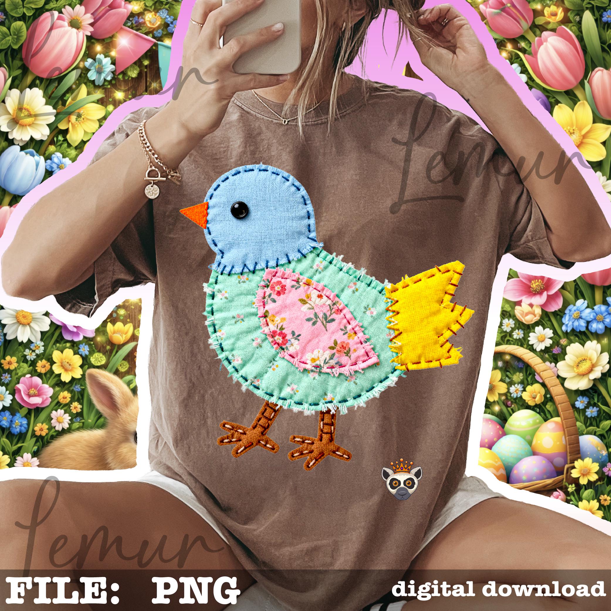 Easter Chick PNG Patchwork Design, Cute Spring Baby Chick, Patchwork ...