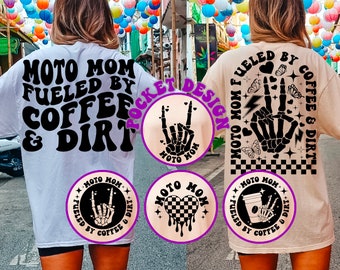 Moto Mom Fueled By Coffee And Dirt Svg Png, Motocross Svg, Race Svg, Moto Mom Svg, Racing Lover, Race Flag, Race Shirt Svg, Wavy Stacked Svg