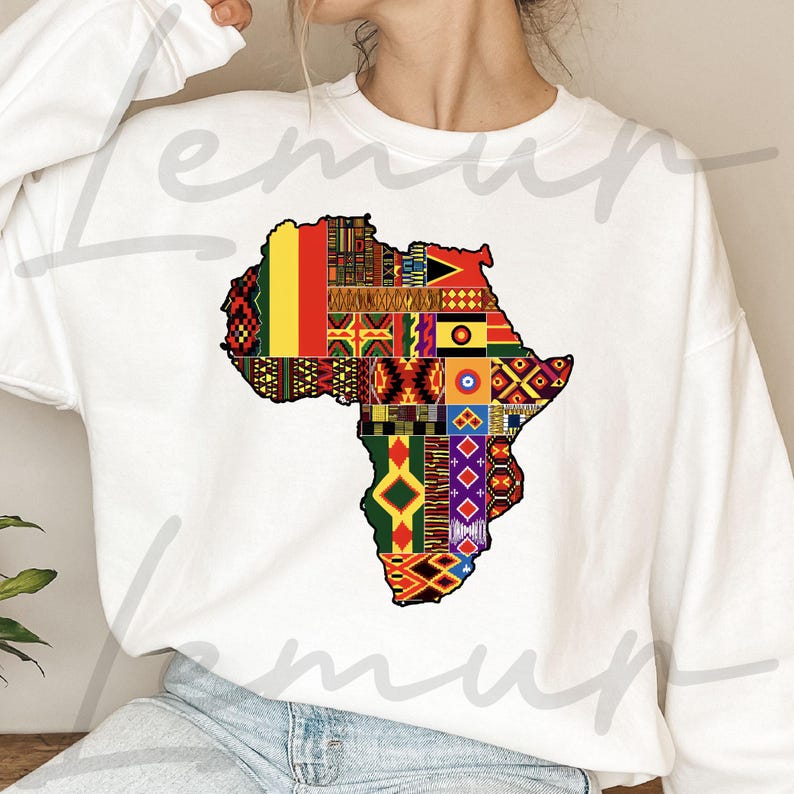 Carte de l'Afrique PNG, histoire des Noirs Png, motif tribal africain Sublimation Design, histoire des Noirs Png, Afro-américain Png, Juneteenth Png image 1