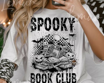 不気味な読書クラブ SVG PNG、読書ハロウィーンデザイン、不気味なゴシック読書愛好家グラフィック、カボチャ SVG、不気味な秋の読書愛好家 SVG、読書クラブ SVG