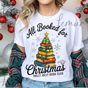 Gebucht für Weihnachten PNG, Ferienzeit Png, Winter Bücherwurm Png, Holly Jolly Buchklub Png, Geschenk für Bibliothekarin, Buchliebhaber Png