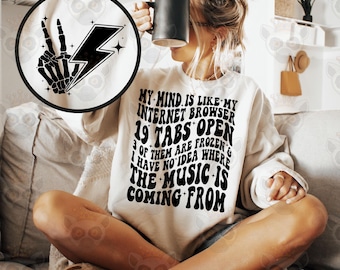 Mitt sinne är som PNG Svg, mitt sinne är som min internetläsare Svg, roligt citat Svg, sarkastisk Svg, sarkasm Svg, vuxenhumor, vågig staplad Svg