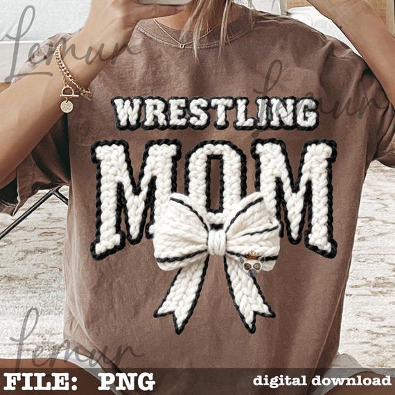 Wrestling Mom PNG, Crochet Yarn Style Sports Mom Design, Wrestling Mom Yarn Style, Sports Mom PNG for DIY Shirt Printing, Sublimation Crafts