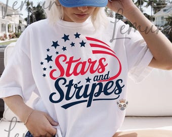 Stelle e strisce SVG PNG, design patriottico degli Stati Uniti a sublimazione, grafica per maglietta del 4 luglio, clipart del giorno dell'indipendenza rosso bianco blu