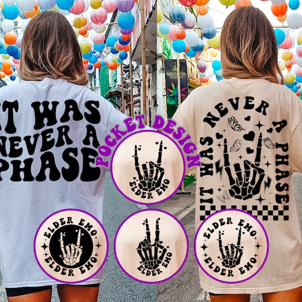 Elder Emo Svg, It Was Never A Phase Svg Png Dxf, Elder Emo Gift, Emo Night Svg, Emo Mom, Millenial Svg, Emo T-Shirt Svg, Wavy Stacked Svg