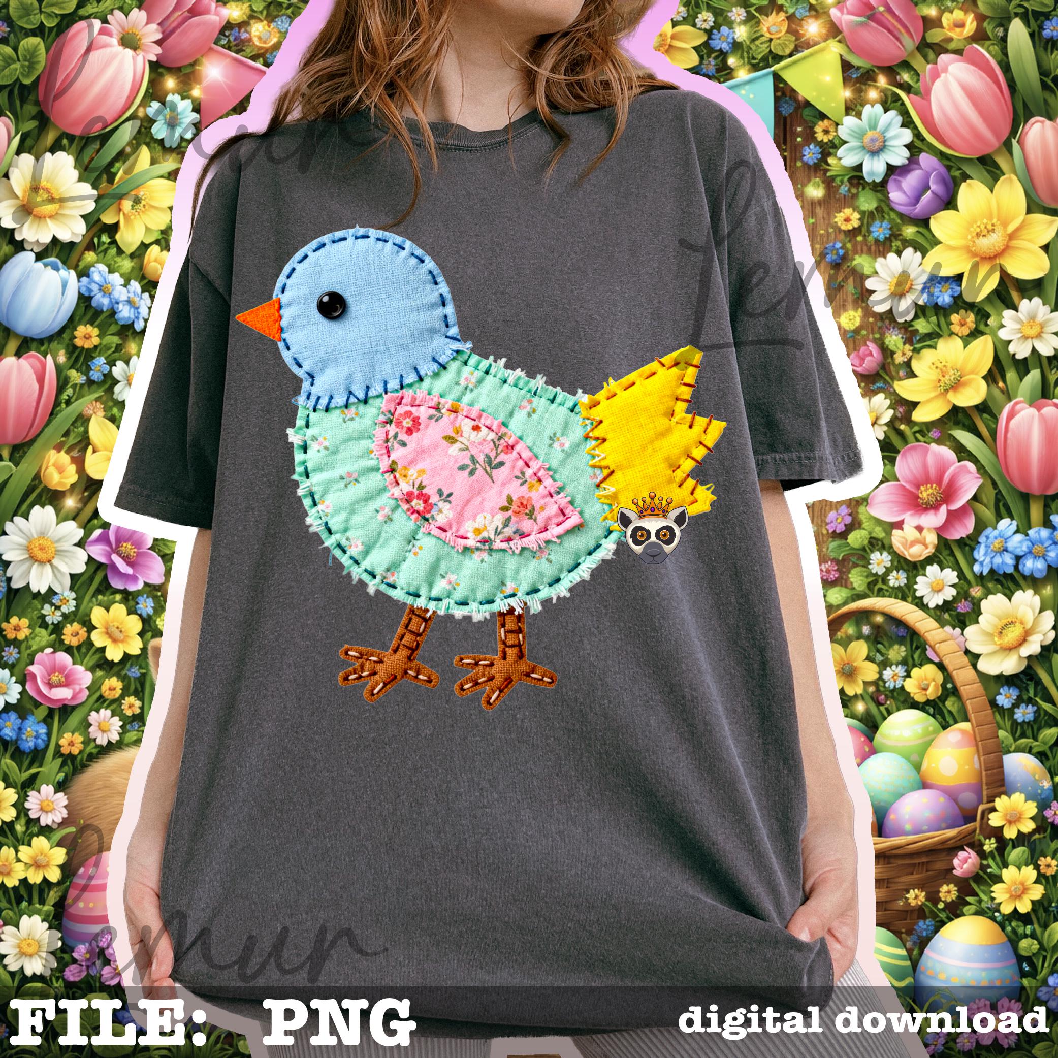 Easter Chick PNG Patchwork Design, Cute Spring Baby Chick, Patchwork ...