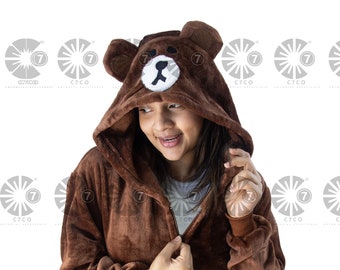 Handgemachter Braunbär Kigurumi für Erwachsene - Erwachsene Cosplay - Wildbär Cosplay - Strampler -Tier Pyjamas Kostüm für Erwachsene Kostüm Outfit - Cosplay Geschenke