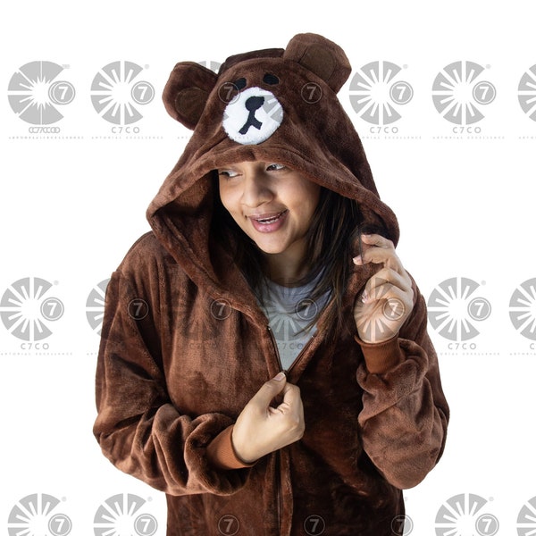 Handmade brown Bear Kigurumi for Adults - Adults cosplay - wild bear cosplay - Romper -animal Pajamas Adult Costume  outfit  - cosplay gifts