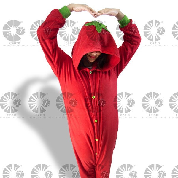 Kigurumi tomate fait à la main pour adultes - Cosplay adultes - Cosplay tomate - Romper -Pyjama végétal Tenue de costume adulte - cadeaux cosplay