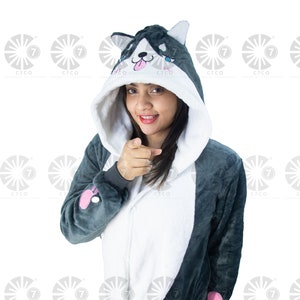Acheter Pyjama Kigurumi chat pour enfants, combinaison pour filles,  vêtements de nuit animaux, à capuche, sans chaussures