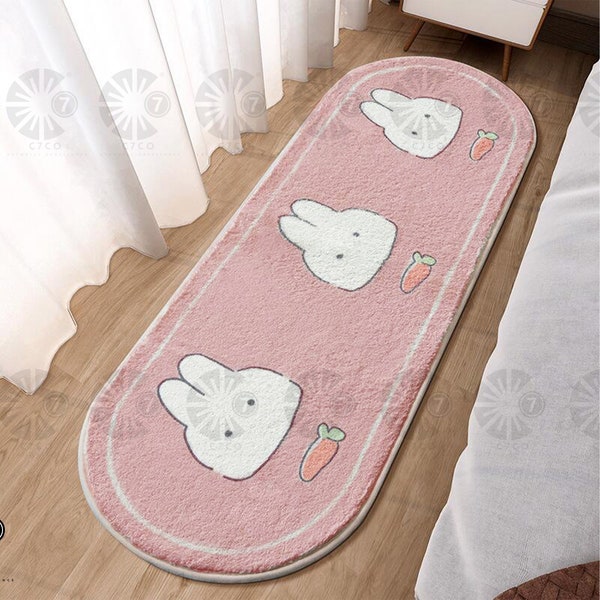 Handmade Cute rabbit rug - kids rugs - animal Mat- Cute rug Gift ideas- Christmas Gifts - Bunny rugs for bedroom decor