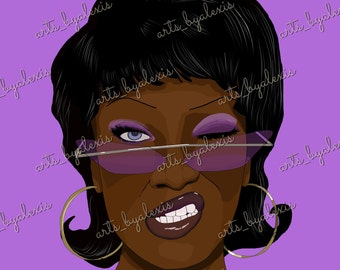 Aesthetic Black Art 3x3 Sticker- "Purple Power"
