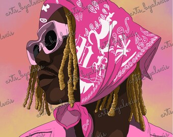 Aesthetic Black Art 3x3 Sticker- "The Man in Pink"