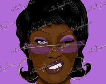 Black Digital Wall Art "Purple Power" Print