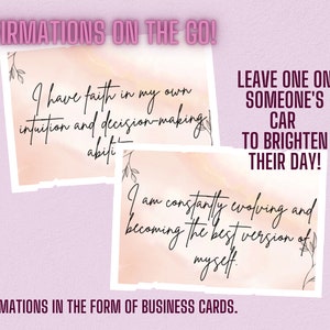 Affirmations, style carte de visite