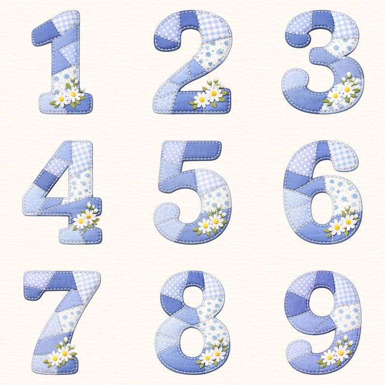 Faux Embroidered Alphabet PNG Bundle, Faux Quilted Patchwork Letters ...