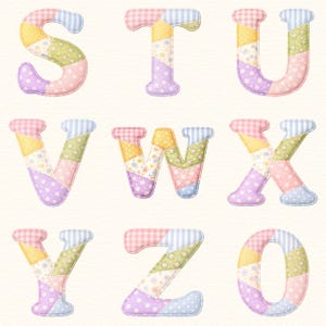 Faux Embroidered Alphabet PNG Bundle, Faux Quilted Patchwork Letters ...
