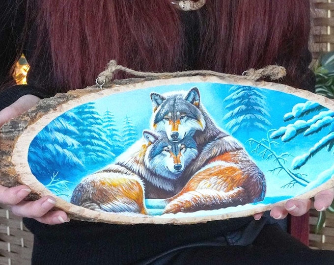 Painted Wolves Collection Howling Wolf Animal Totem Painted Stone, Shamanic Wolf Totem Pebble Art ...