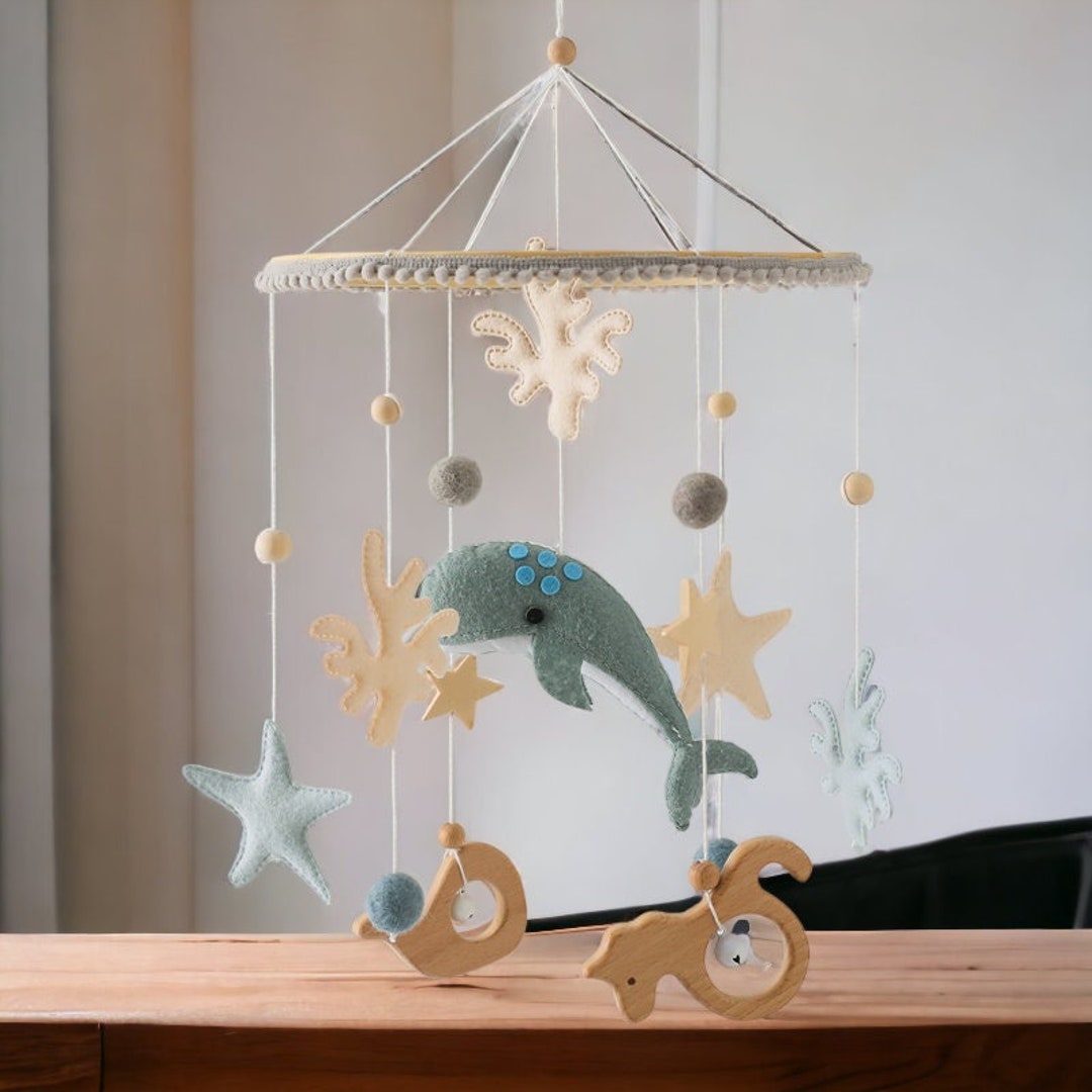 Blue Whale Baby Mobile Ocean Nursery Mobile Baby Room Decor Etsy