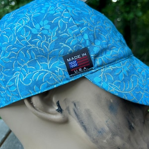 Welding cap 100% cotton floral blue print caps made in USA