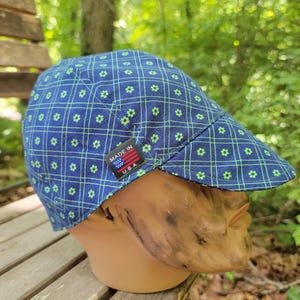 Welding cap 100% cotton blue floral  Bikers caps made in USA